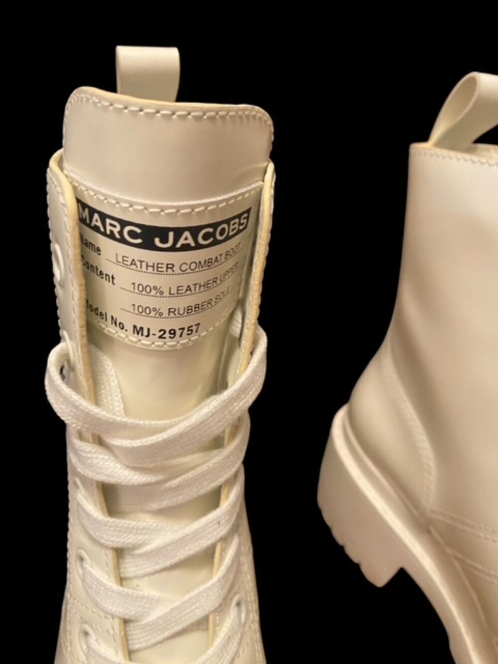 Marc Jacobs White Bristol Combat Boots Size 38.5 - Excellent Condition! - Picture 2 of 8